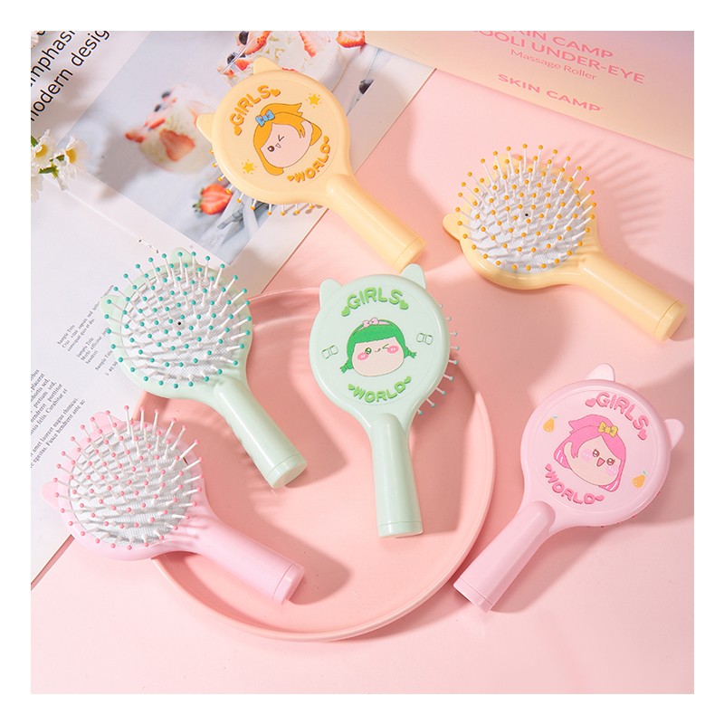 LMLTOP mini plastic handle airbag massage comb flower fragrance airbag cartoon cat fringe hair comb kids hair brushes SY743