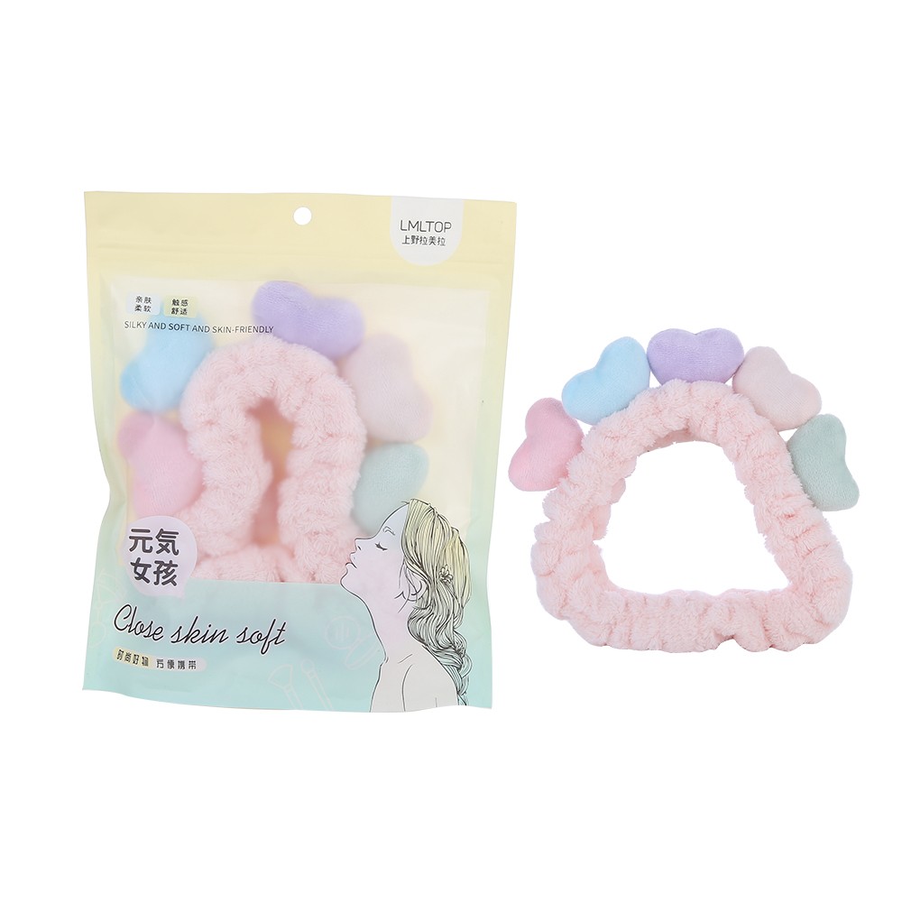 LMLTOP Cute heart makeup skincare headband for girls facial skin care face washing bath headbands thick hair elastic hair band