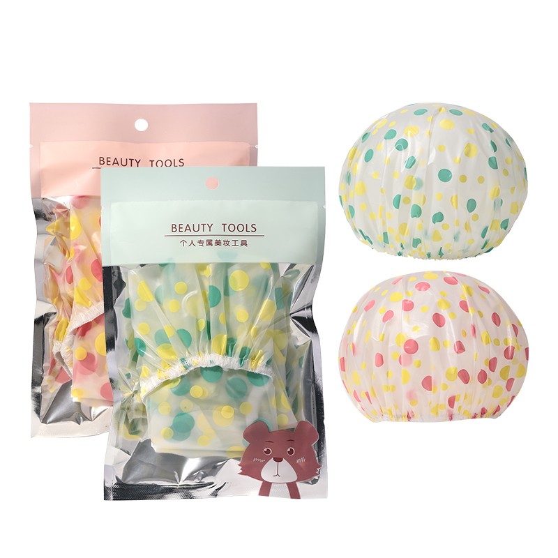 YILINGMENG Promotional popular water-proof eva luxury thickened premium shower cap L503 reusable double layer pvc shower cap