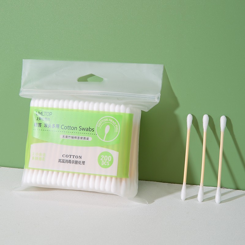 Lameila Wholesale makeup bamboo stick round double tips cotton buds cotton swabs A651