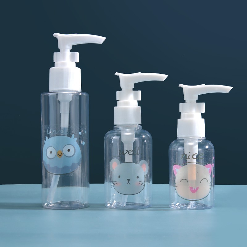 Lameila 100ml Empty Pump Bottle Cute Cosmetic Shampoo Hand Sanitizer Pump Bottle Face Cleanser Pocket Travel Bottle LM732