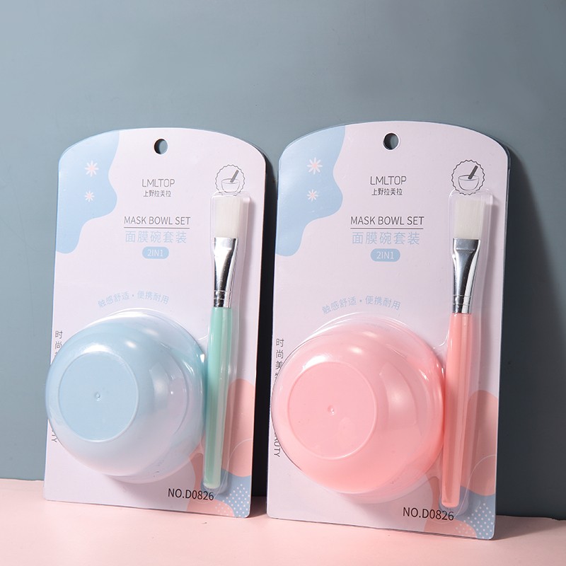 LMLTOP Cosmetic Tool 2pcs Wholesale Plastic Face Mask Mixing Bowl With Brush DIY Facial Mask Brush Bowl Set Custom Logo D0826