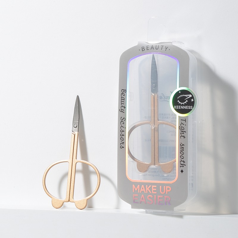 Cartoon Cute Multi-Functional Golden Makeup Scissors with Pointed Tips JJF14 Small Eyebrow Shaping Razor Beauty Eyebrow Tweezers