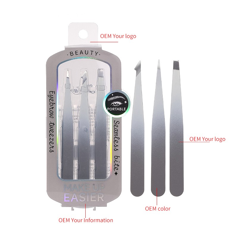 LMLTOP Stainless Steel Flat Slanted Eyebrow Tweezers JJF18 Set 3-Piece Hair Removal Eyelash Beauty Tool LMLTOP Stainless Steel Flat Slanted Eyebrow Tweezers JJF18 Set 3-Piece Hair Removal Eyelash Beauty Tool