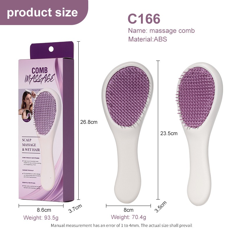 Custom Logo Fine Teeth Massage Comb C166 smooth Shampoo hair comb portable soft-toothed non-tangling Detangling Massage Scalp Brush Custom Logo Fine Teeth Massage Comb C166 smooth Shampoo hair comb portable soft-toothed non-tangling Detangling Massage Scalp Brush