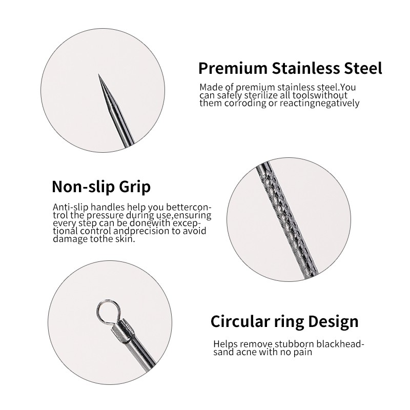 Stainless Steel Blackhead Needle JJF19 Tweezers 2 Pcs/Set Pimple Removal Tweezer Facial Care Tool Kit for Nose Acne Treatment Stainless Steel Blackhead Needle JJF19 Tweezers 2 Pcs/Set Pimple Removal Tweezer Facial Care Tool Kit for Nose Acne Treatment