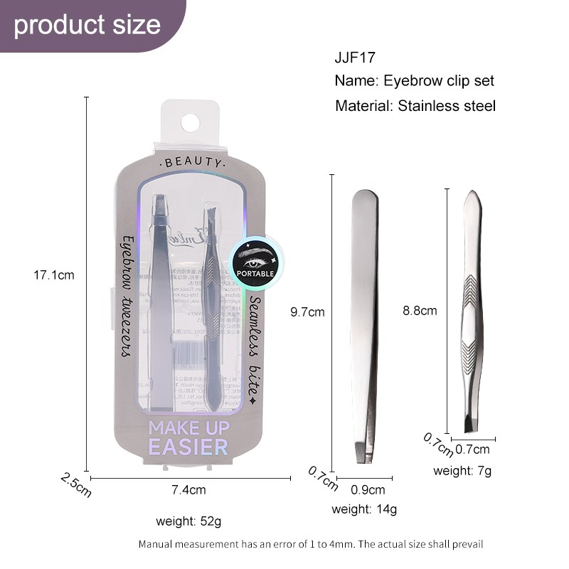 LMLTOP 2-Piece Flat Slanted Stainless Steel Eyebrow Tweezers Set JJF17 Beauty Tool for Hair Removal and Eyelash Care Model LMLTOP 2-Piece Flat Slanted Stainless Steel Eyebrow Tweezers Set JJF17 Beauty Tool for Hair Removal and Eyelash Care Model