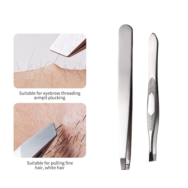 LMLTOP 2-Piece Flat Slanted Stainless Steel Eyebrow Tweezers Set JJF17 Beauty Tool for Hair Removal and Eyelash Care Model LMLTOP 2-Piece Flat Slanted Stainless Steel Eyebrow Tweezers Set JJF17 Beauty Tool for Hair Removal and Eyelash Care Model
