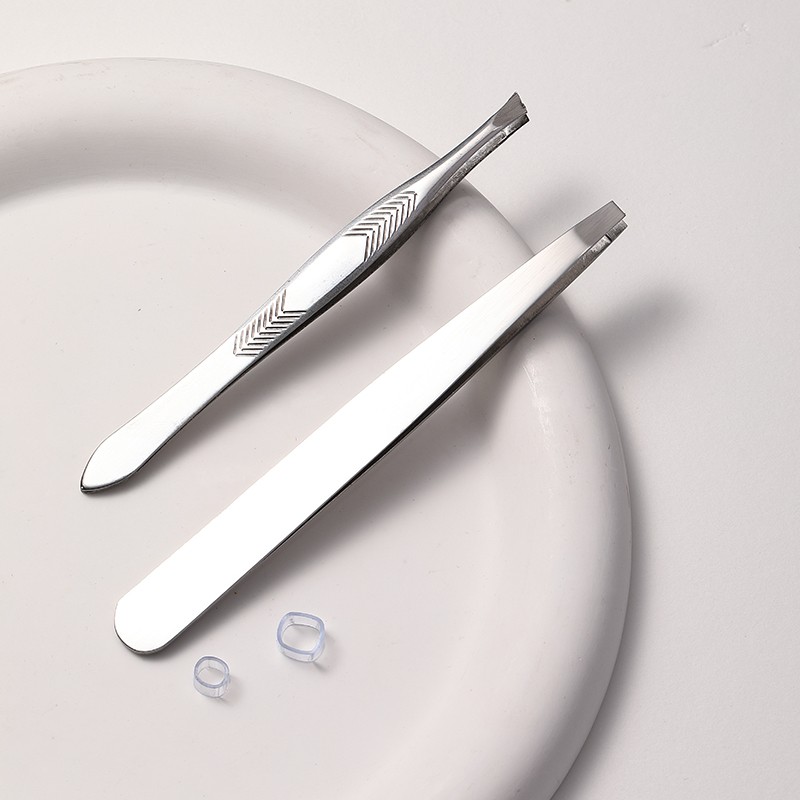 LMLTOP 2-Piece Flat Slanted Stainless Steel Eyebrow Tweezers Set JJF17 Beauty Tool for Hair Removal and Eyelash Care Model LMLTOP 2-Piece Flat Slanted Stainless Steel Eyebrow Tweezers Set JJF17 Beauty Tool for Hair Removal and Eyelash Care Model