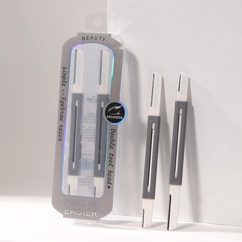 LMLTOP 2PCS Double heads Facial Eyebrow Razors JJF03 Retractable Stainless steel Beauty Eyebrow Trimmer Dermaplaning Shaving Tool