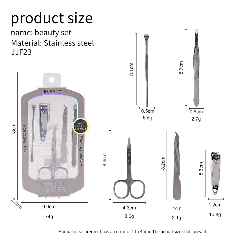 LMLTOP Multi-Functional Beauty Stainless Steel Nail Clippers Kit JJF23 5pcs Manicure Tools Set with Ear Picks & Eyebrow Clips LMLTOP Multi-Functional Beauty Stainless Steel Nail Clippers Kit JJF23 5pcs Manicure Tools Set with Ear Picks & Eyebrow Clips