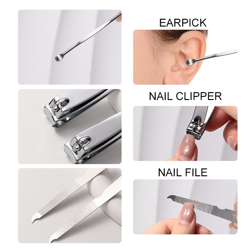 LMLTOP Multi-Functional Beauty Stainless Steel Nail Clippers Kit JJF23 5pcs Manicure Tools Set with Ear Picks & Eyebrow Clips LMLTOP Multi-Functional Beauty Stainless Steel Nail Clippers Kit JJF23 5pcs Manicure Tools Set with Ear Picks & Eyebrow Clips