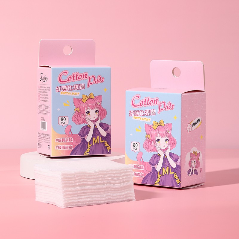 LMLTOP 80-Piece Mini Home Travel Natural Makeup Cotton SY643 Water-Saving Nail Makeup Removal Wet Compresses Pads For Skin Care