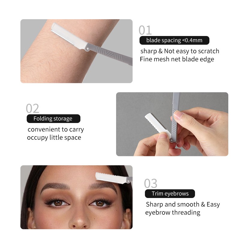 LMLTOP Folding Beauty Brow Razor Kit JJF42 2pcs Stainless Steel Eyebrow Trimmer Set Protective Net Accessories Tools for Makeup LMLTOP Folding Beauty Brow Razor Kit JJF42 2pcs Stainless Steel Eyebrow Trimmer Set Protective Net Accessories Tools for Makeup