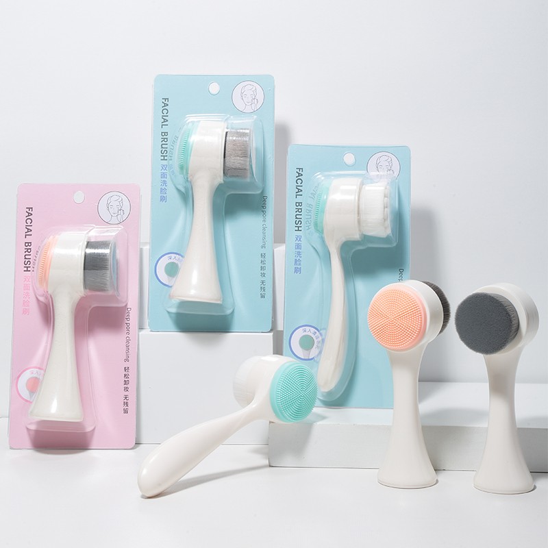 LMLTOP Silicone Manual Facial Cleansing Brush Set C0380/C0382 Face Cleaning and Massage Brush Wholesale for Single Use