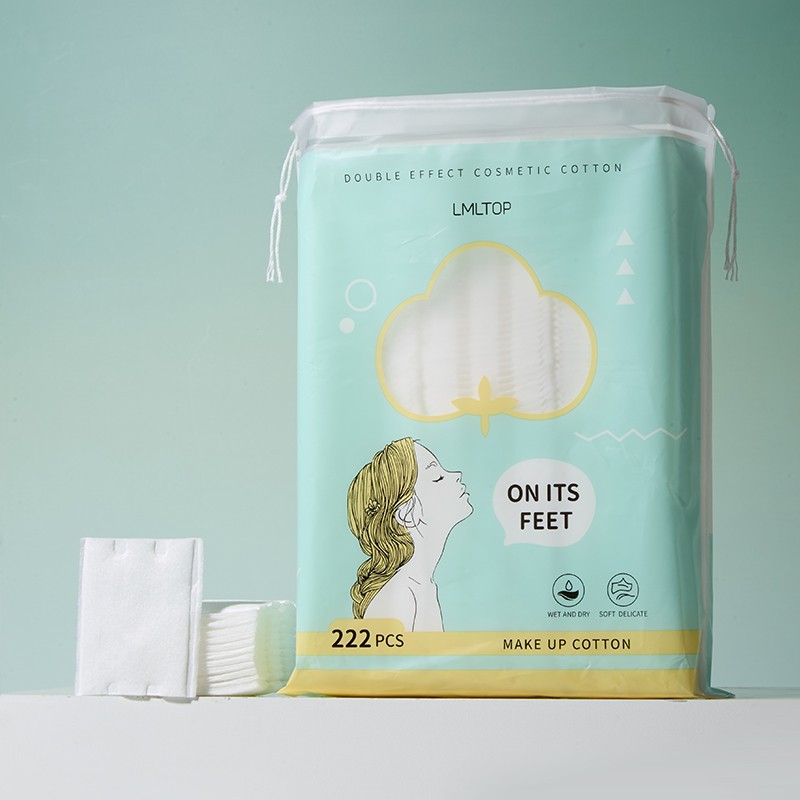 LMLTOP 3-Layer Cotton Square Pads Natural Soft Beauty Cosmetic Makeup Remover Dry Wipes Vietnamese Version Packaging TOP-165