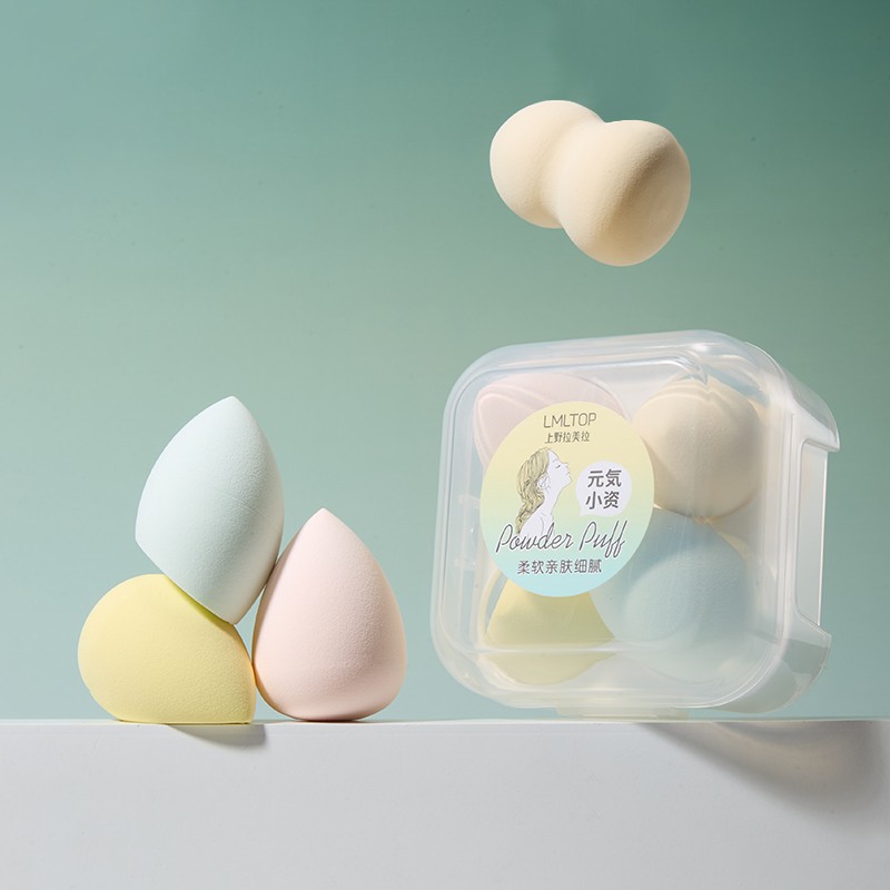 High Quality Pink Beauty Powder Puff with Storage Box Set Fashion Makeup Blender Wet Dry Sponge Makeup Egg Without Dead Angle