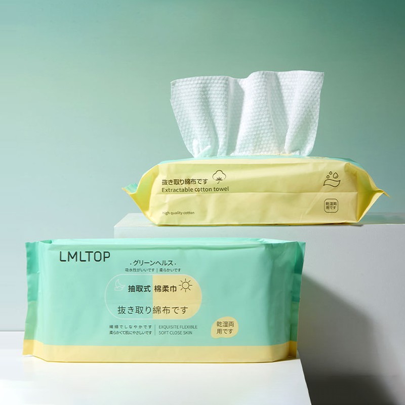 Customized Logo Cotton Plant Fiber Disposable Face Towel Non-woven Spa Facial Soft Beauty Tissues for Personal Use Wet Dry SY429