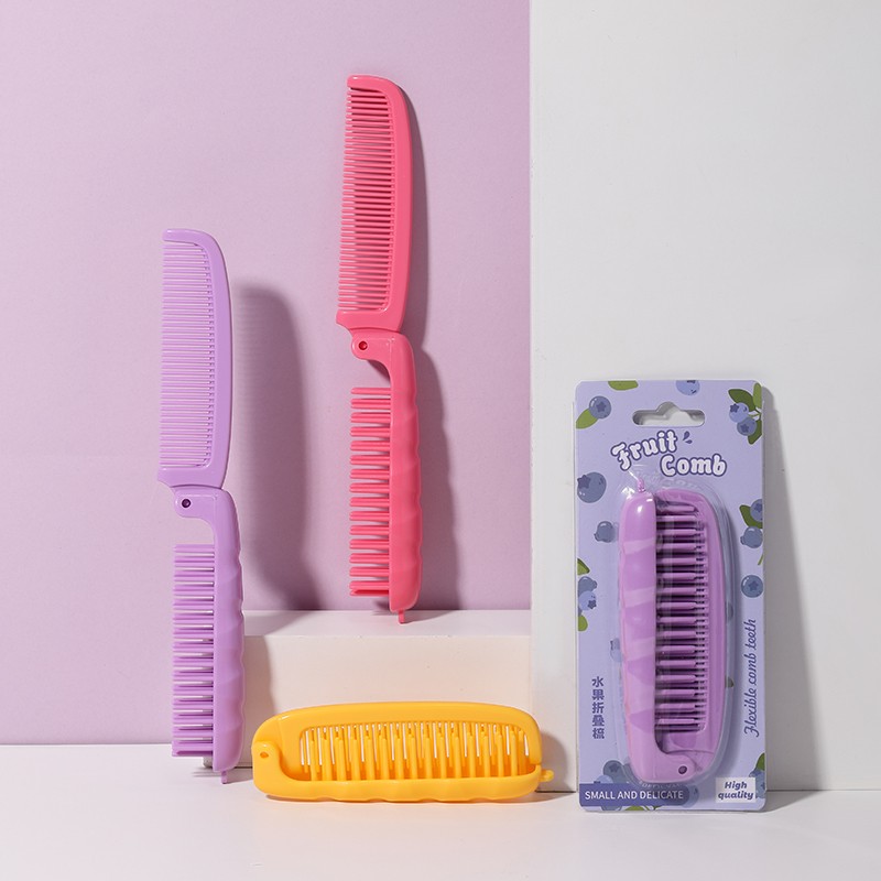 LMLTOP Dual-Purpose Straight ABS Hair Comb Fruit Series Folding Design Compact and Portable for Travel Home & Salon Use-SY775