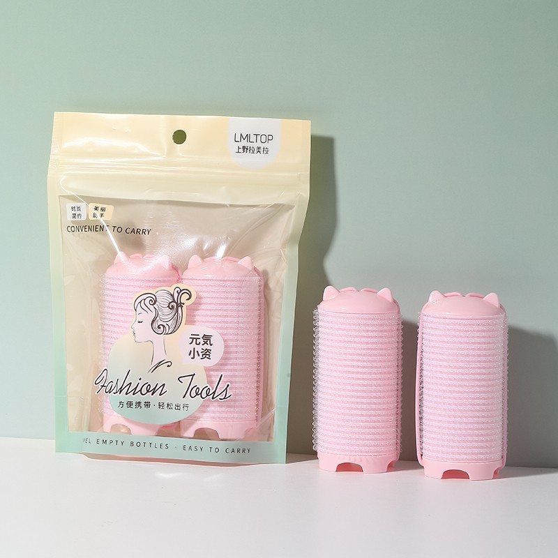 LMLTOP 2-Piece DIY Inward-Sticking self grip hair rollers Heatless Pink Hair Curlers Cute and Fun Hair Styling Tool TOP-003