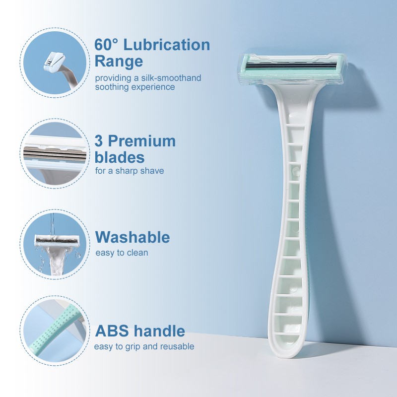 LMLTOP 3-Layers Anti-Slip Shaving Knife T-Shaped Manual Rake for Women's Armpit & Leg Hair Removal Safety Shave razors A0943 LMLTOP 3-Layers Anti-Slip Shaving Knife T-Shaped Manual Rake for Women's Armpit & Leg Hair Removal Safety Shave razors A0943