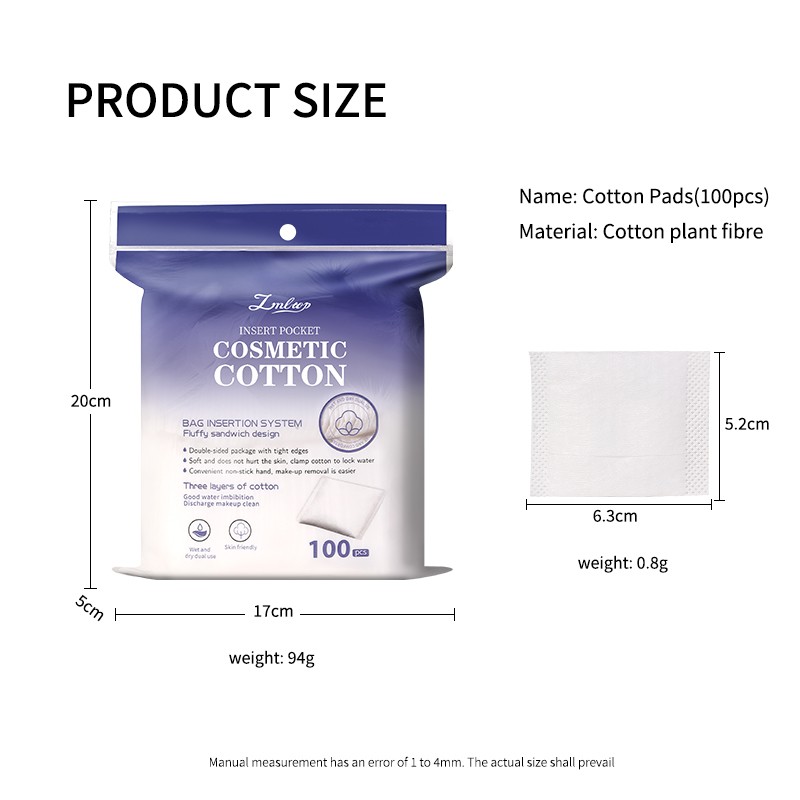 Extra Absorbent 100pcs Hand-inserted Organic Makeup Remover Pad Skin Friendly Wet Dry Pocket Design Cosmetic Cotton Pads SY455 Extra Absorbent 100pcs Hand-inserted Organic Makeup Remover Pad Skin Friendly Wet Dry Pocket Design Cosmetic Cotton Pads SY455