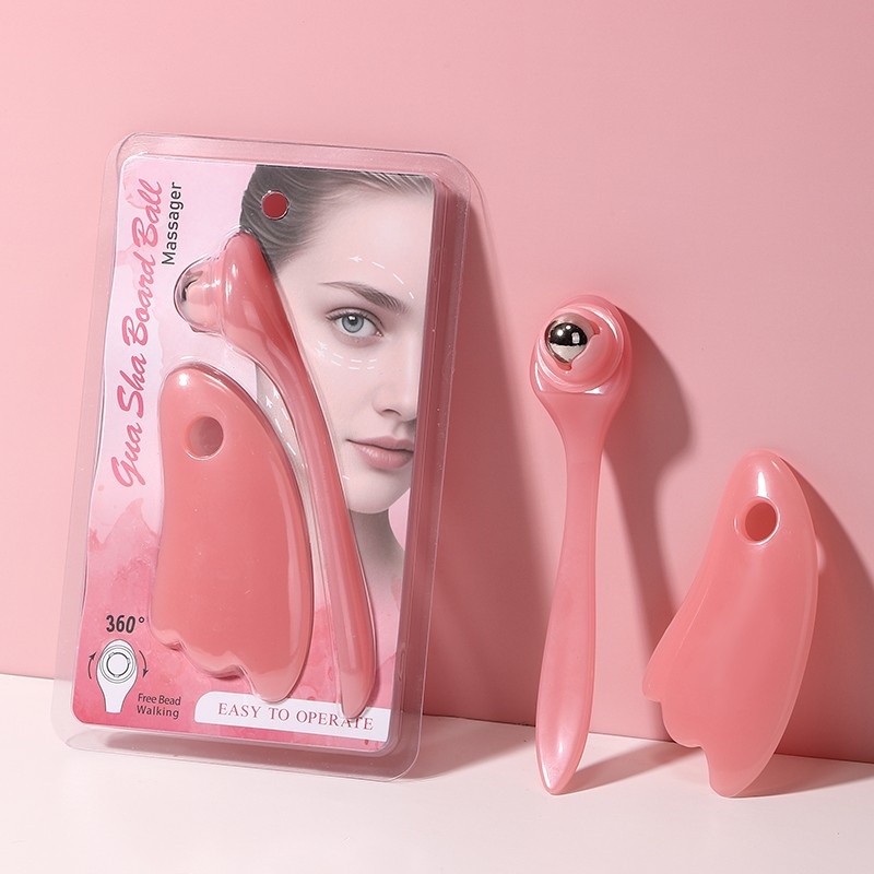 LMLTOP 2-Piece Set Gua Sha Board Ball Eye roller Massager Stainless Steel Eye Cream Auxiliary Tool SY142 Massage Stick