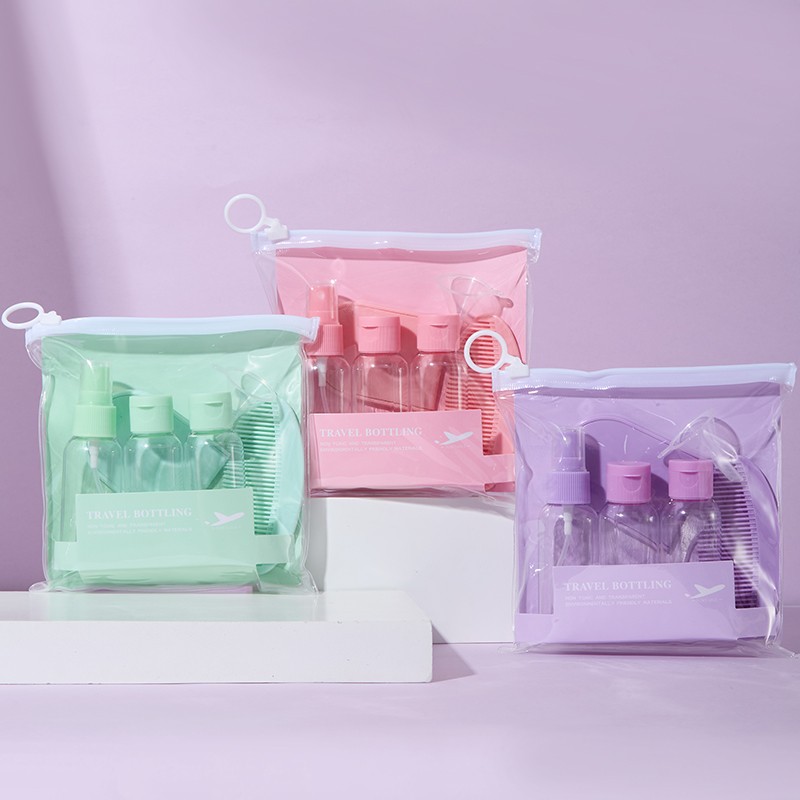 LMLTOP Skin care travel bottle set print with bag pet pp 50ml small travel bottles set for toiletries with mirror comb SY763