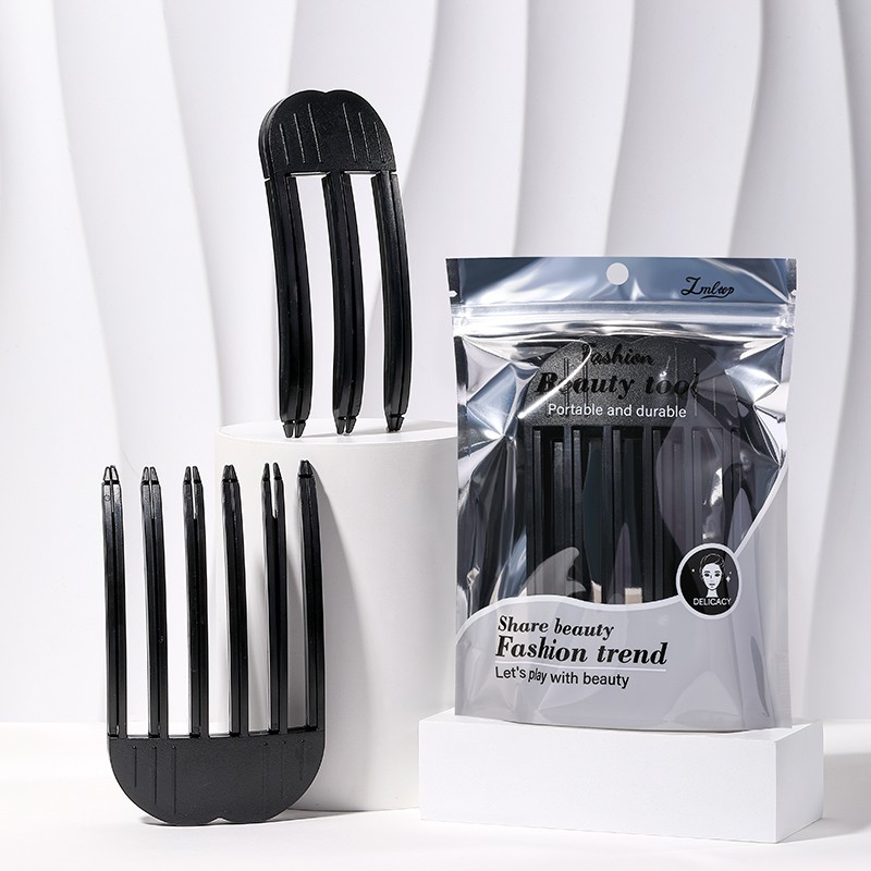 LMLTOP 2pcs Fluffy Black Plastic High Skull Wide Tooth Hair Curlers Styling High Cranio-Top Shaping Wave Combs Root Clips Tool
