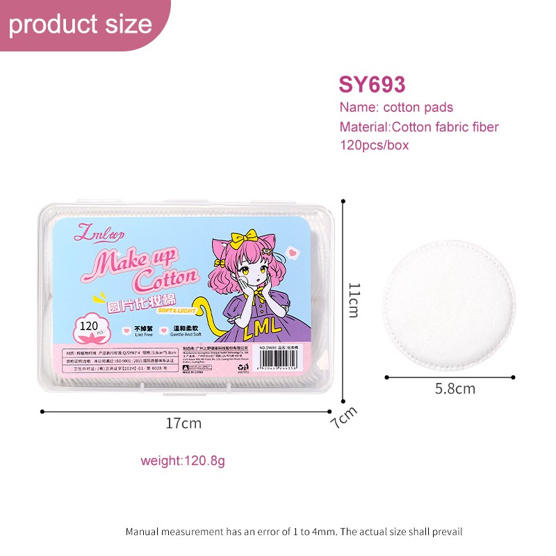 LMLTOP 3-Layered Soft Cotton Pads 120 PCS Thickened Eco-Friendly Organic Makeup Remover Face Pads with Box for Facial Use-SY693 LMLTOP 3-Layered Soft Cotton Pads 120 PCS Thickened Eco-Friendly Organic Makeup Remover Face Pads with Box for Facial Use-SY693