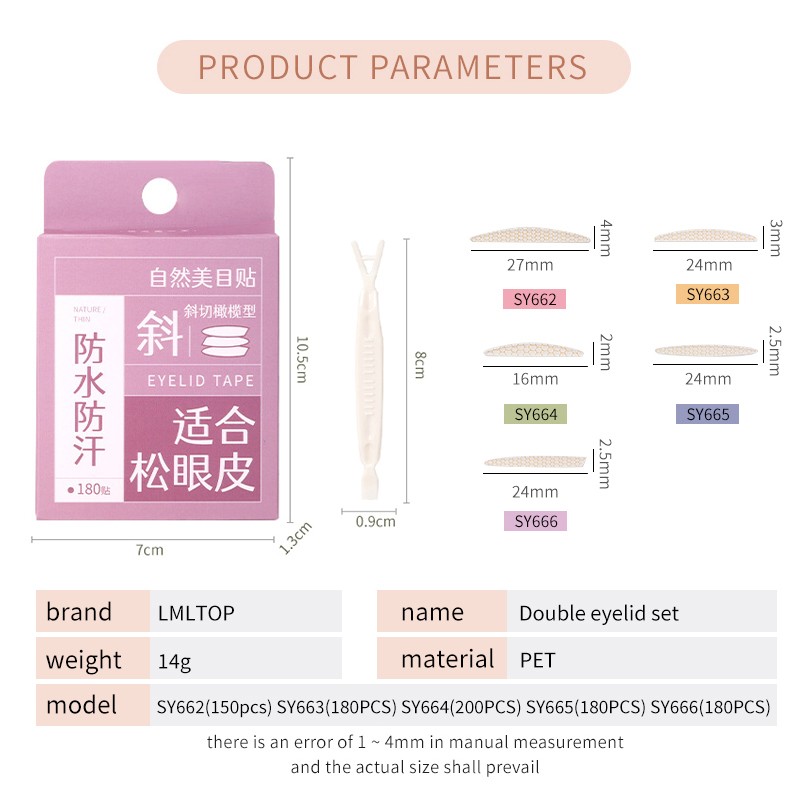 LMLTOP S M L Invisible Double Eyelid Sticker Different Size Double Eyelid Tape Double Eyelid Patch SY662-666 LMLTOP S M L Invisible Double Eyelid Sticker Different Size Double Eyelid Tape Double Eyelid Patch SY662-666