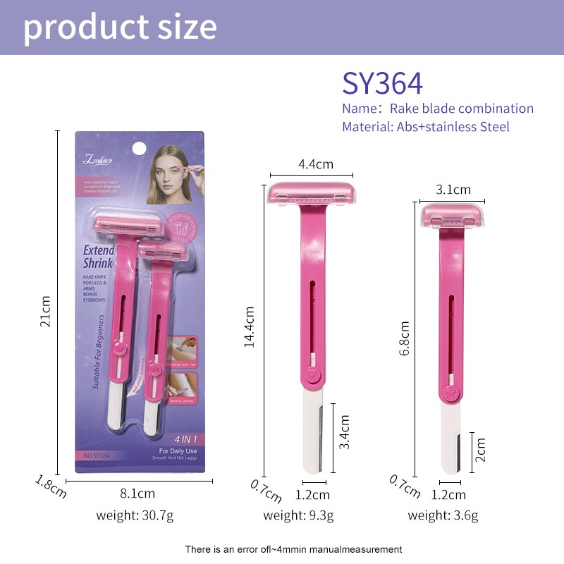 Pink Stainless Steel Dual-Head Facial Shaver and Eyebrow Trimmer Hair Remover and Razor Shaver Set handles for women SY364 Pink Stainless Steel Dual-Head Facial Shaver and Eyebrow Trimmer Hair Remover and Razor Shaver Set handles for women SY364