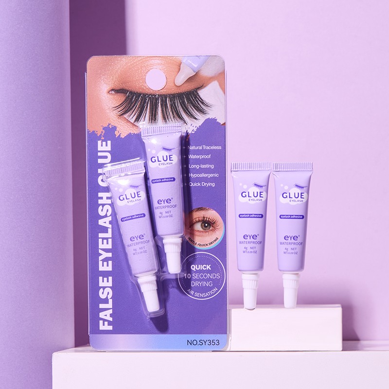 Professional Fast Drying Level False Eyelash Glue Purple Water-Proof Vegan Styling eyelash adhesive glue Tool Free StimulusSY353