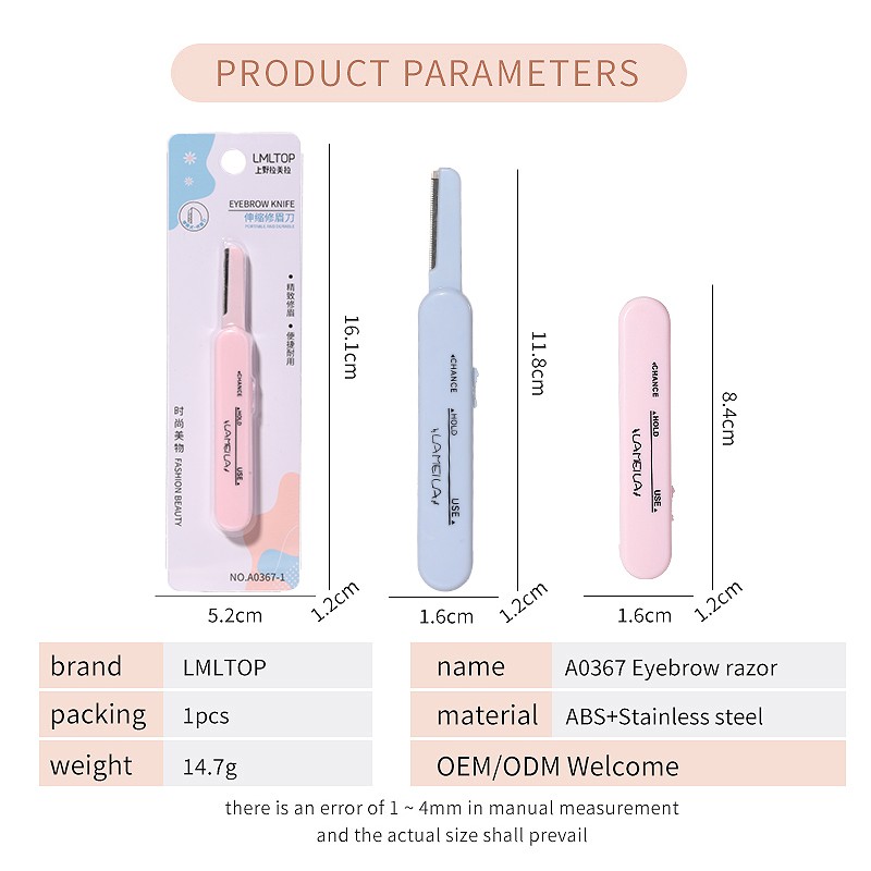 LMLTOP 1pcs Safety Custom Eyebrow Razor And Facial Razor Custom Retractable Eyebrow Trimmer Portable A0367 LMLTOP 1pcs Safety Custom Eyebrow Razor And Facial Razor Custom Retractable Eyebrow Trimmer Portable A0367