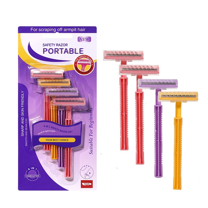 LMLTOP Reusable 4-in-1 Plastic Eco Biodegradable Facial Safety Razor Set Women's Body Face Bikini Shaving Razors For Beach UU07 LMLTOP Reusable 4-in-1 Plastic Eco Biodegradable Facial Safety Razor Set Women's Body Face Bikini Shaving Razors For Beach UU07