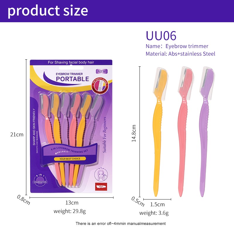 High Quality 6PCS Portable Eyebrow Trimmer Kit Safety Razor Set for Facial Hair Removal Razor Knife Set Travel Makeup Tool UU06 High Quality 6PCS Portable Eyebrow Trimmer Kit Safety Razor Set for Facial Hair Removal Razor Knife Set Travel Makeup Tool UU06