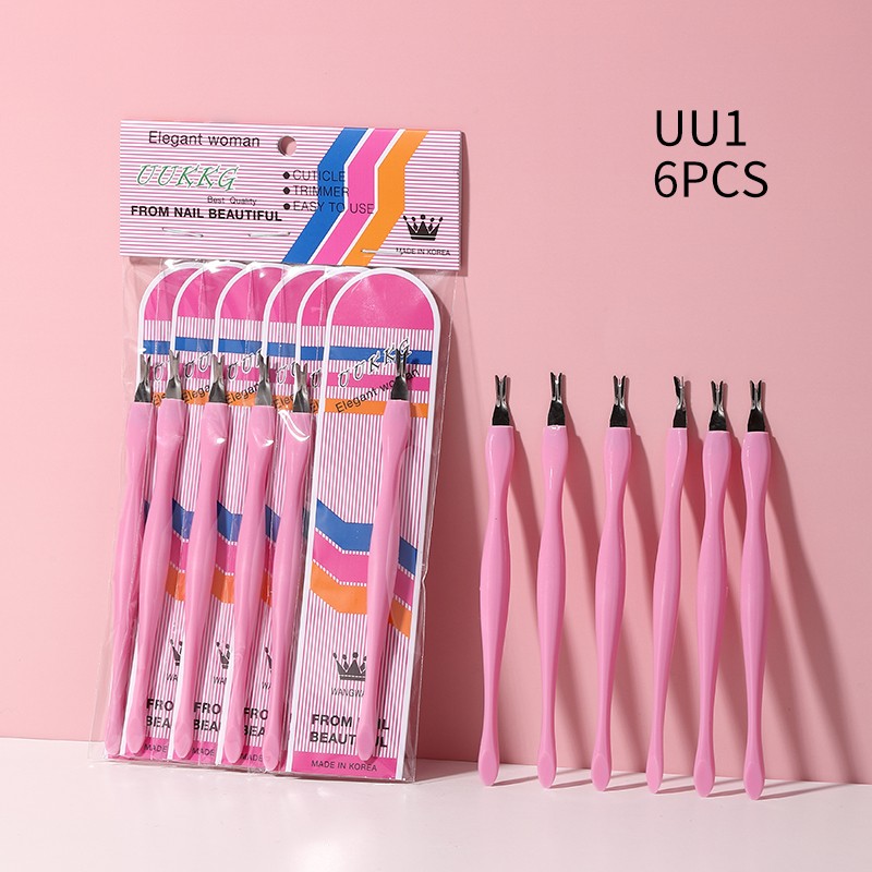 6pcs Colorful Manicure Nail Cuticle Pusher Tool Family Use Pedicure Cuticle Remover Dead Skin Fork Nail Cuticle Trimmer Kit