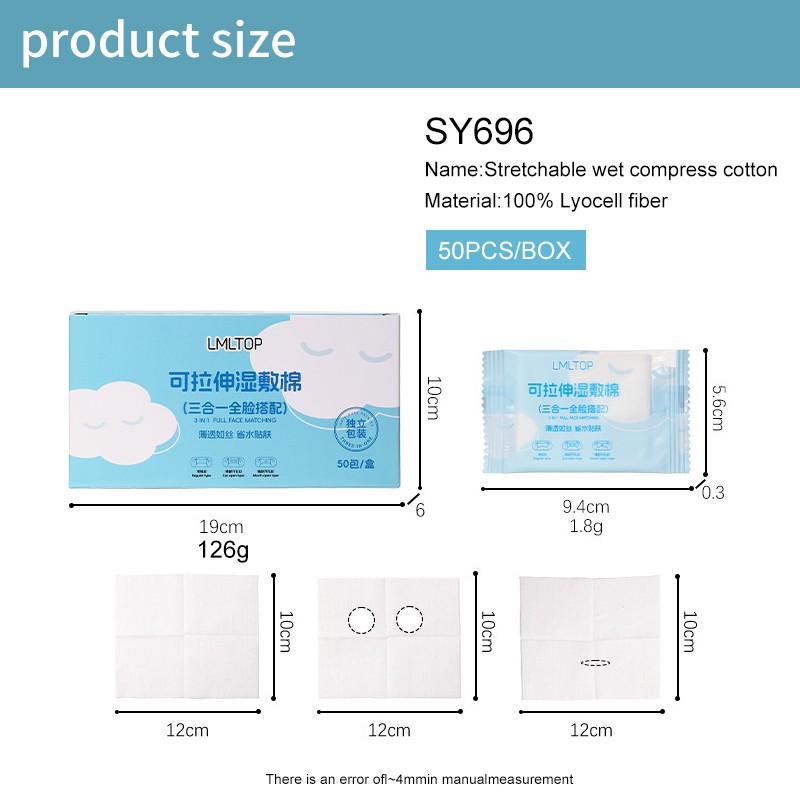 Eco-friendly 150-Pcs Square Pads Travel Independent Packaging 3 in 1 Wet Compress Cotton Stretchable Makeup Facial Pads SY696 Eco-friendly 150-Pcs Square Pads Travel Independent Packaging 3 in 1 Wet Compress Cotton Stretchable Makeup Facial Pads SY696