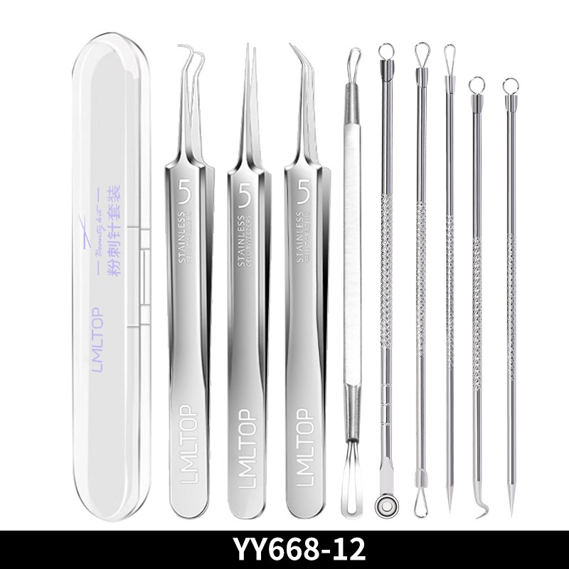 LMLTOP 9PCS Ultra-Fine Cell Pimple Blackhead Clip Tweezers Stainless Steel Face Treatment Kit Acne Needle Blackhead Pimple YY668 LMLTOP 9PCS Ultra-Fine Cell Pimple Blackhead Clip Tweezers Stainless Steel Face Treatment Kit Acne Needle Blackhead Pimple YY668