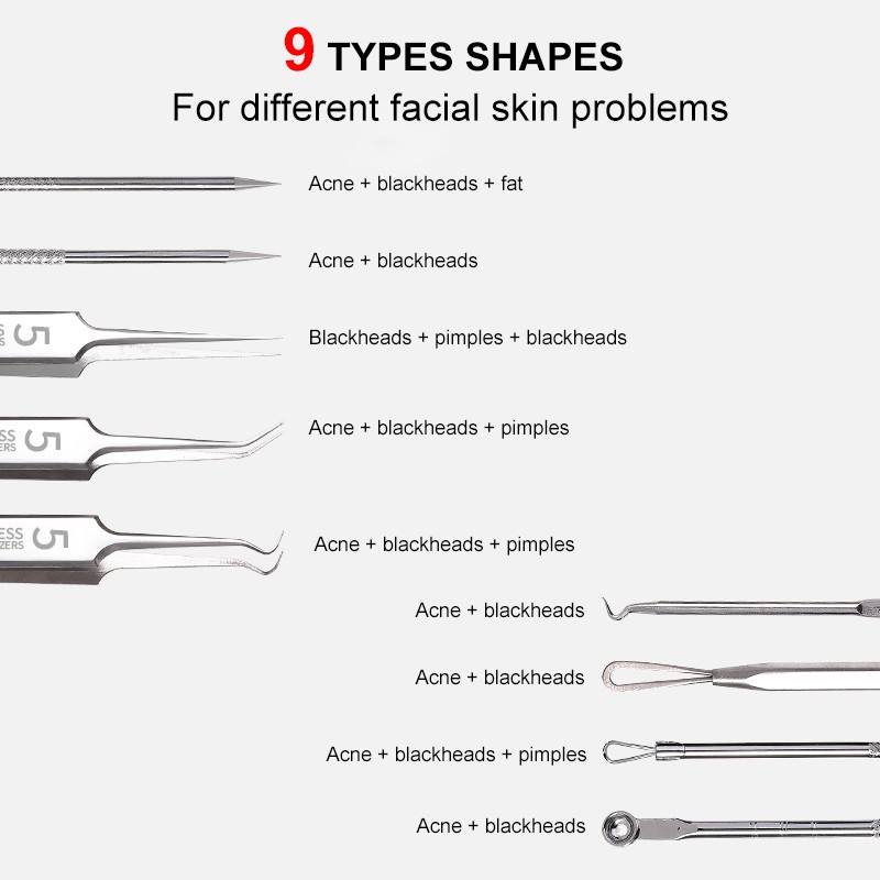 LMLTOP 9PCS Ultra-Fine Cell Pimple Blackhead Clip Tweezers Stainless Steel Face Treatment Kit Acne Needle Blackhead Pimple YY668 LMLTOP 9PCS Ultra-Fine Cell Pimple Blackhead Clip Tweezers Stainless Steel Face Treatment Kit Acne Needle Blackhead Pimple YY668