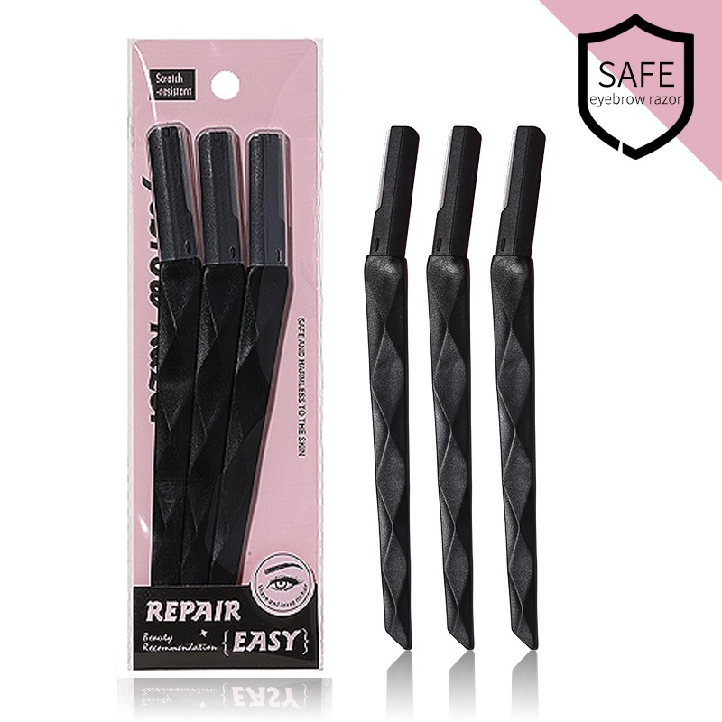 3pcs Portable Eyebrow Trimmer Set Safe Makeup Tools for Nose Ear Hair Removal Razor Shaping Knife for Face Body With Cover sy356