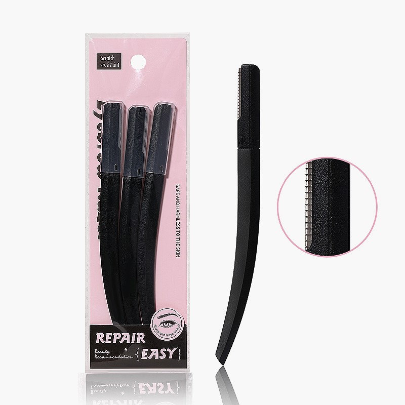 LMLTOP Stripes Pattern macro Eyebrow Razor Trimmer Safety Stainless Steel Dermaplane Hair Removal for Beauty Makeup Tool SY357