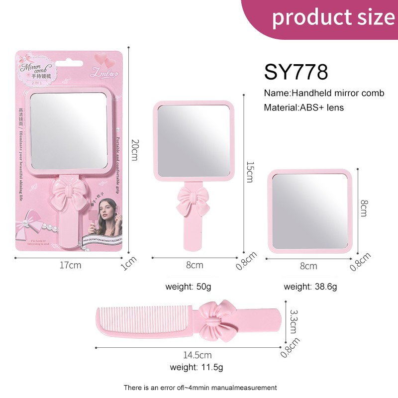 Wholesale Portable Plastic Square Shape HandHeld Cosmetic Mirror Small Pink Makeup Mirror for Girls Gift With Hair Comb SY778 Wholesale Portable Plastic Square Shape HandHeld Cosmetic Mirror Small Pink Makeup Mirror for Girls Gift With Hair Comb SY778