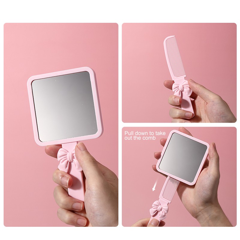 Wholesale Portable Plastic Square Shape HandHeld Cosmetic Mirror Small Pink Makeup Mirror for Girls Gift With Hair Comb SY778 Wholesale Portable Plastic Square Shape HandHeld Cosmetic Mirror Small Pink Makeup Mirror for Girls Gift With Hair Comb SY778