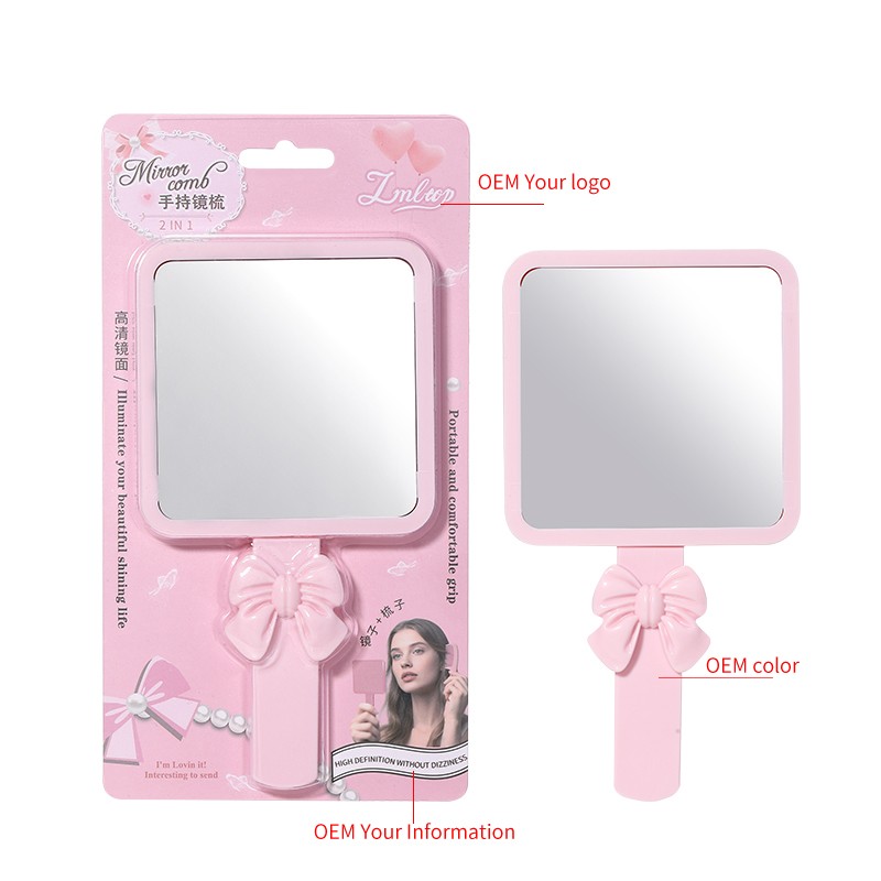 Wholesale Portable Plastic Square Shape HandHeld Cosmetic Mirror Small Pink Makeup Mirror for Girls Gift With Hair Comb SY778 Wholesale Portable Plastic Square Shape HandHeld Cosmetic Mirror Small Pink Makeup Mirror for Girls Gift With Hair Comb SY778