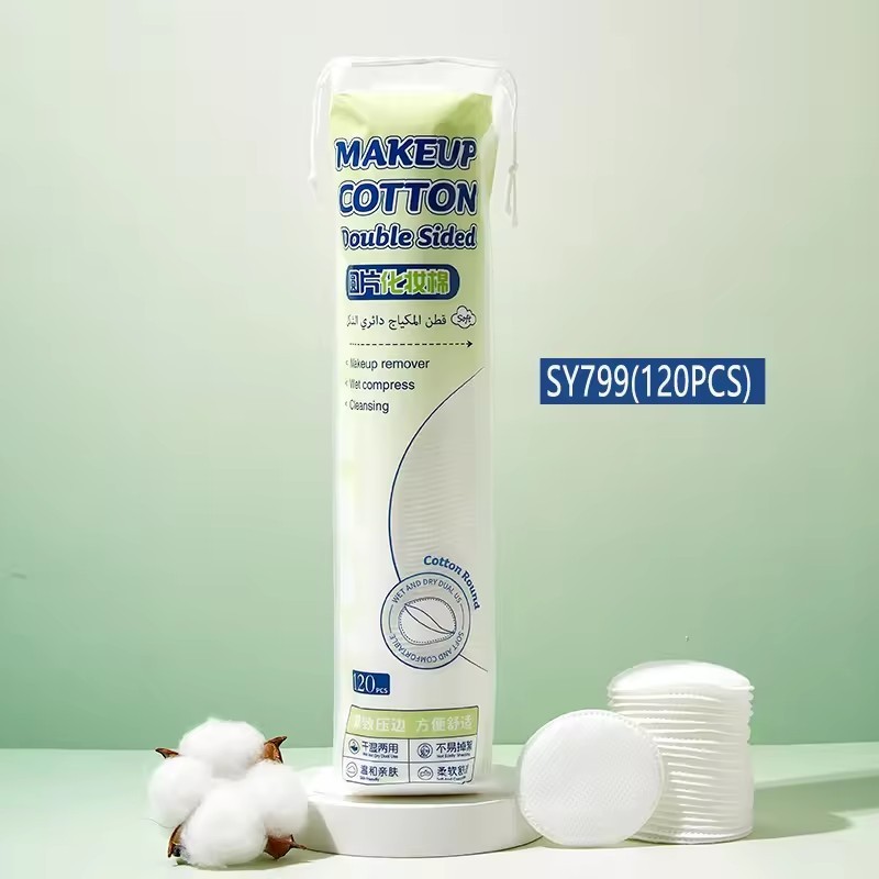 Double-Sided 3 layers Skin-Friendly Cotton Pads120 Pcs Soft fluorescent agent Makeup Remover Facial Pad For Skin Care SY799