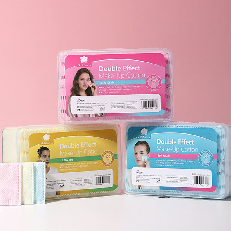 LMLTOP 120pcs/Box Colorful Cotton Face Pads Double Sided 3-Layer Thickened Makeup Cotton Pads for Beauty Care & Cosmetic Use U10