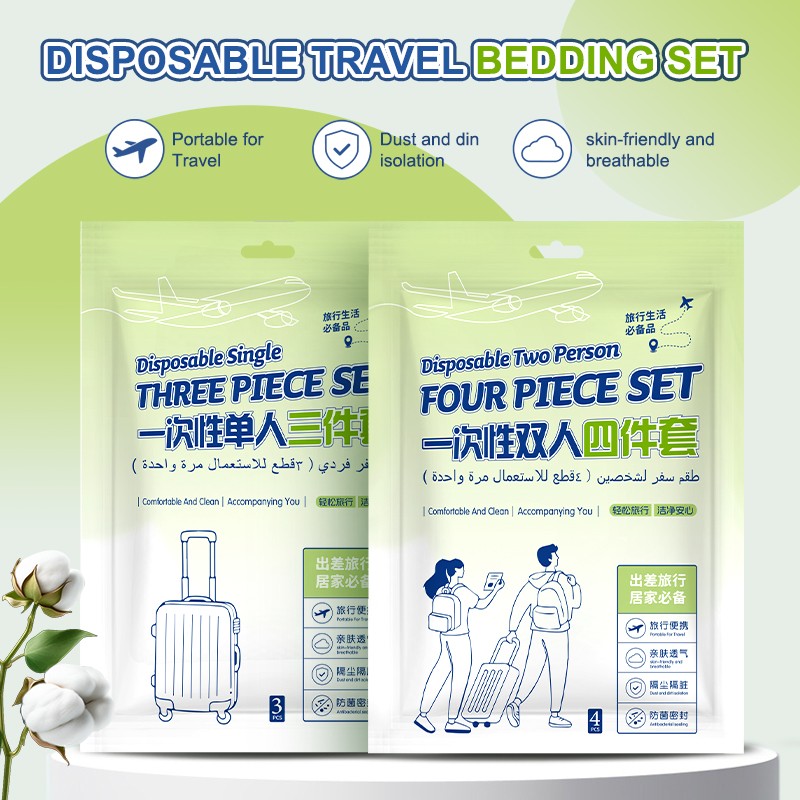 Disposable Three Piece Bed Linen Set Soft Skin Friendly for Home Hotel Hospital Trip SY780