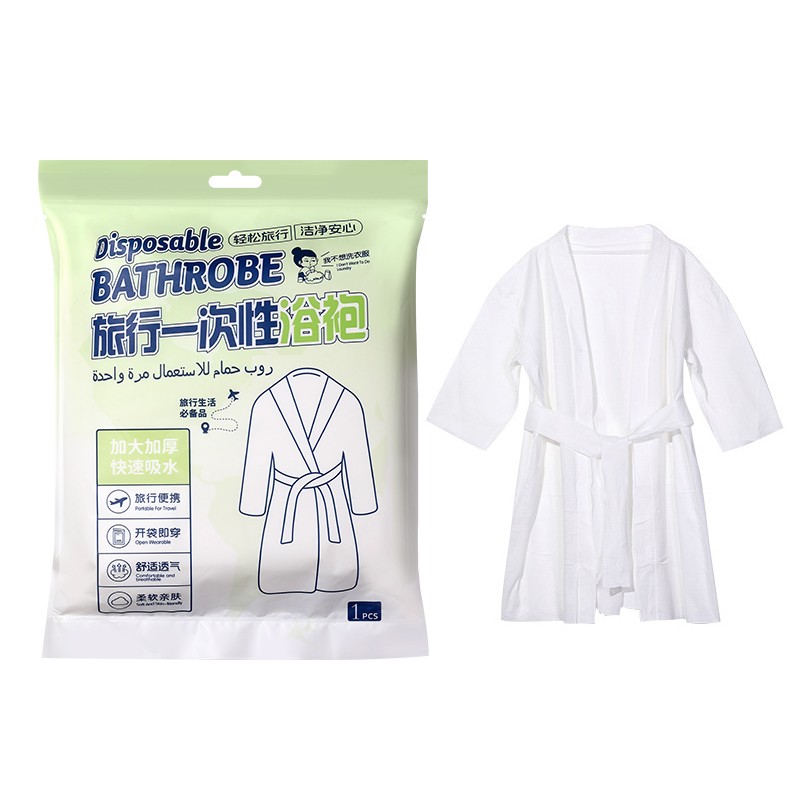 100cm Biodegradable Disposable Bathrobe Pearl pattern Eco friendly Robe with Sleeves for beauty Hotel Spa SY782