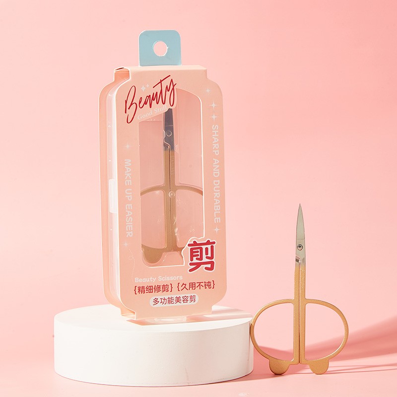 Cartoon Cute Multi-Functional Golden Makeup Scissors with Pointed Tips JJF14 Small Eyebrow Shaping Razor Beauty Eyebrow Tweezers